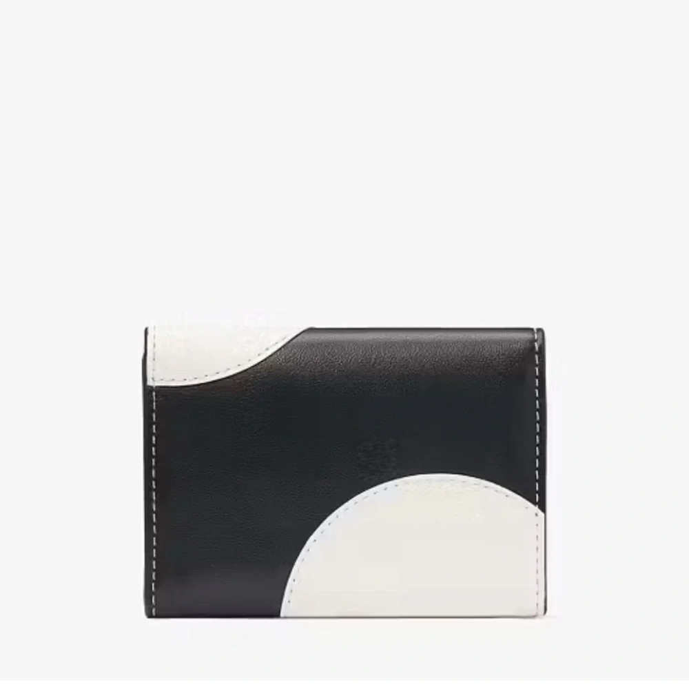 Kate Spade Label Dot Applique Card Case Trifold Wallet Black Multi